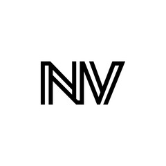 initial letter nv line stroke logo modern