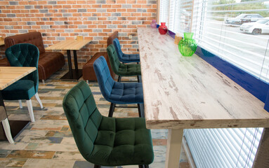 soft bar stools in the cafe.  interior