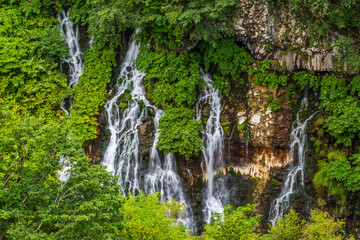 Shirohige waterfall in Hokkaido, Japan. Shirohige meaning 