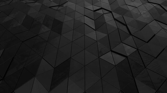 3d Abstract black wood triangle background. Seamless looping animation