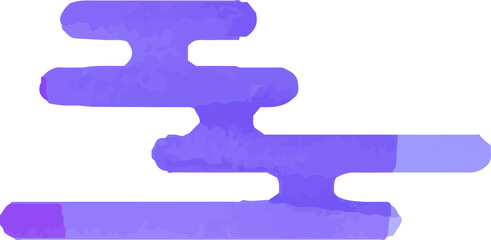 Purple Watercolor style Japanese style deformed cloud silhouette
