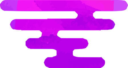 Purple Watercolor style Japanese style deformed cloud silhouette