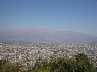 Fototapeta na wymiar Aerial view of city and Andes