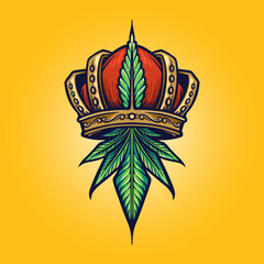 King Cannabis Logo Weed crown Illustrations  for your business premium