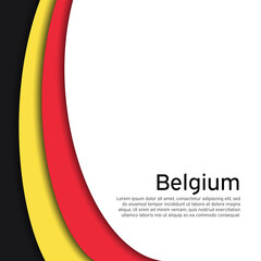 Abstract waving belgium flag. Creative background for belgium holidays postcard design. Business booklet. Paper cut style. Graphic background for poster. Vector illustration of belgian flag. banner