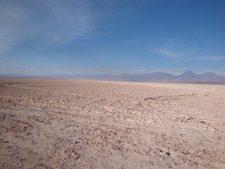 lake in south american atacama desert altiplano with mountains