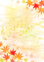 音楽の流れる秋の背景紅葉フレーム2