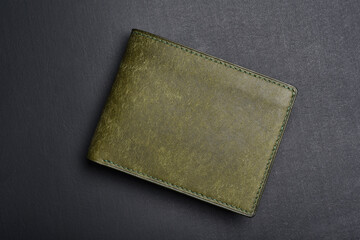 Genuine leather wallet, Handcraft full grain vegetable tanned olive green wallet, Men fashion and accessory.