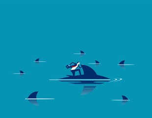 Ride the shark through the sharks. Ambition and motivation concept