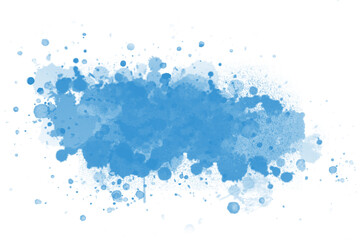 Watercolor brush texture background. Blue color paint stain splash water pattern on white paper, hand drawing, abstract illustration graphic art design