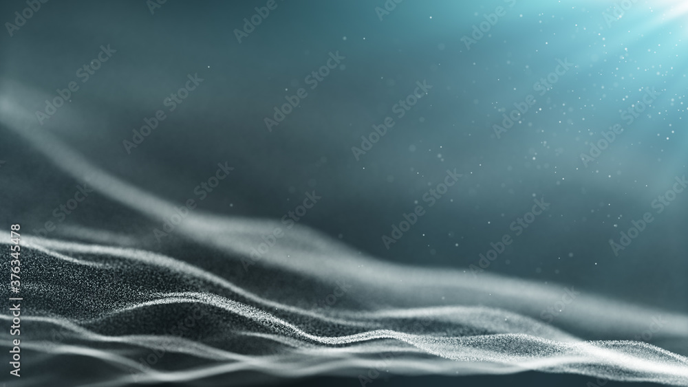 Poster dark light monochromatic green blue particle form abstract background with falling and flicker light