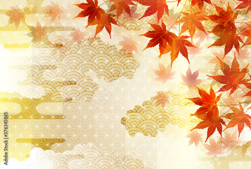紅葉 秋 和柄 背景 Wall Mural Wallpaper Murals J Boy