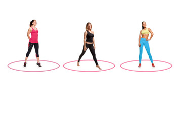 restrictive circles on the floor to maintain social distance during fitness classes