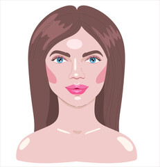 Beautiful young woman vector illustration. Cartoon style. Isolate on  white background.