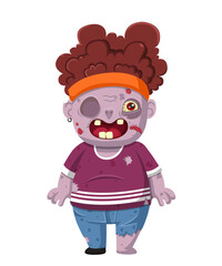 Cartoon zombie isolated on white. Character zombie halloween day. Vector and Illustration art