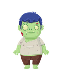 Cartoon zombie isolated on white. Character zombie halloween day. Vector and Illustration art