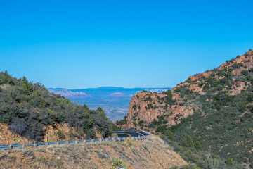 A long way down the road going to Jerome, Arizona