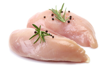 Chicken meat on a white background