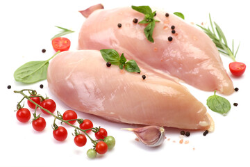 Chicken meat on a white background