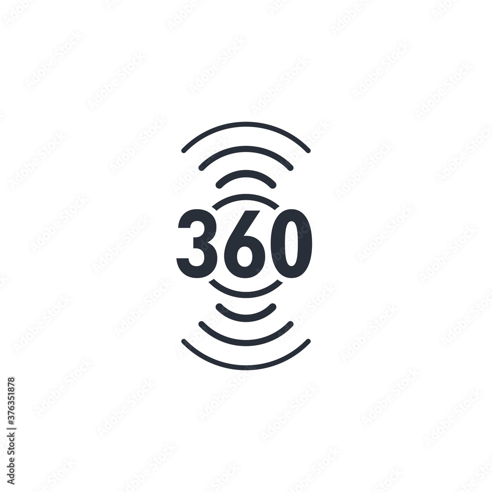 Poster 360 degree touch control. vector linear icon isolated on white background.
