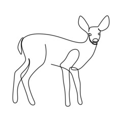 Continuous one line drawing of a Mouse Deer. Vector illustration