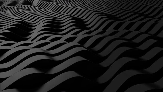 Abstract Black  Background. Parametric surface. Futuristic sci-fi landscape. Seamless Looping Animation