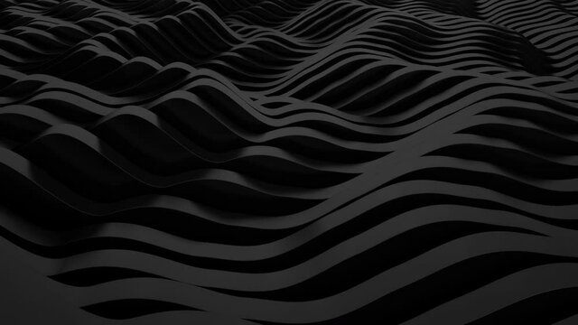 Abstract Black  Background. Parametric surface. Futuristic sci-fi landscape. Seamless Looping Animation