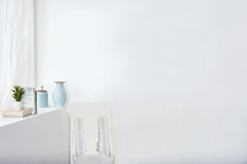 white vase with flowers modern room interior