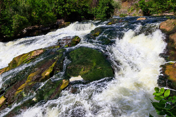 Waterfall on the Inhulets river in Kryvyi Rih, Ukraine
