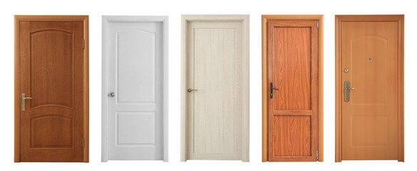 Different doors on white background