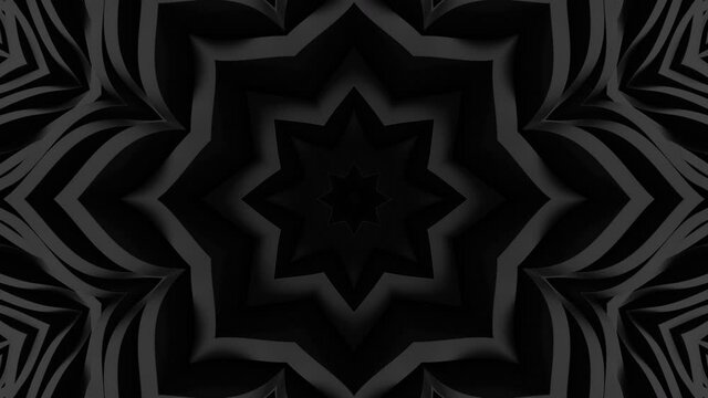 Abstract Black background. Abstract lines. Wave background. Modern parametric surface. Seamless looping animation kaleidoscope