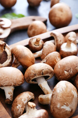Fresh raw mushrooms on table
