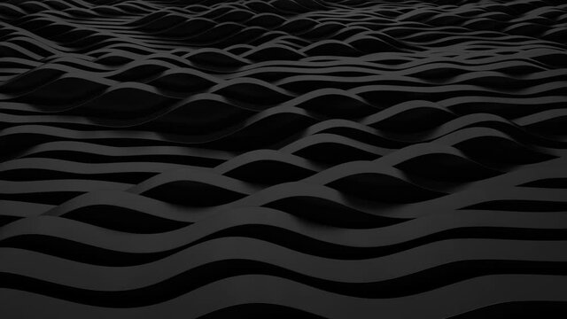 Abstract Black  Background. Parametric surface. Futuristic sci-fi landscape. Seamless Looping Animation