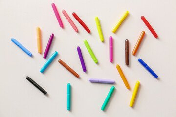 Colorful felt-tip pens on white background