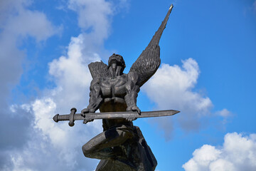 Belarus, Smorgon, August 2019. Monument to the angel with a sword in memory of those who died in...