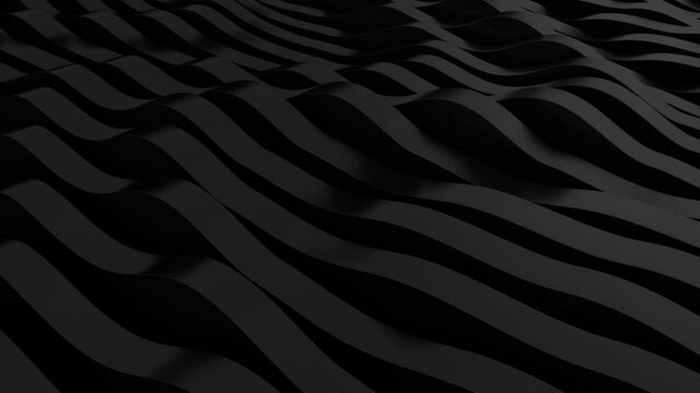 Abstract Black  Background. Parametric surface. Futuristic sci-fi landscape. Seamless Looping Animation