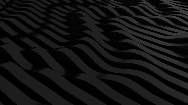 Abstract Black  Background. Parametric surface. Futuristic sci-fi landscape. Seamless Looping Animation