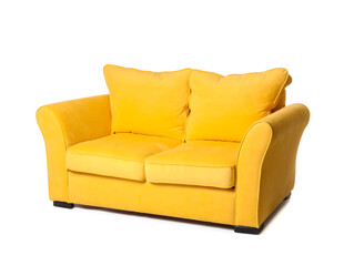 Stylish sofa on white background