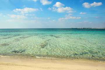 Crystalline water and white sand in Salento, Italy