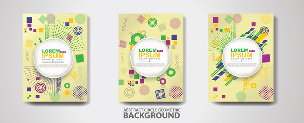 Covers templates set with trendy geometric patterns and memphis elements. Modern design