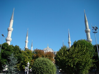 Blue mosque minarets, istanbul turkey