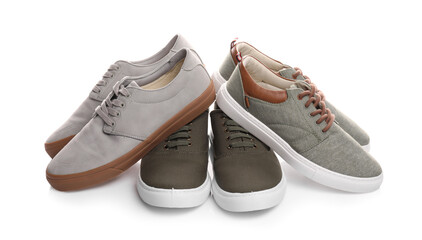 Casual male shoes on white background