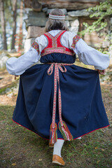 Woman wearing Finnish-Ingrian national costume, 