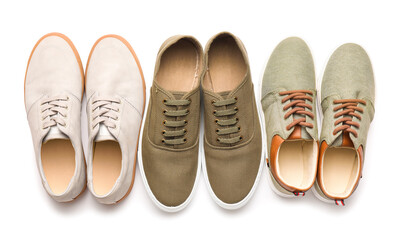 Casual male shoes on white background