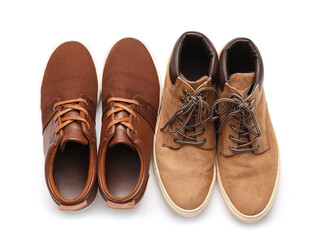 Casual male shoes on white background
