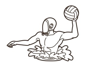 Water Polo player cartoon graphic vector