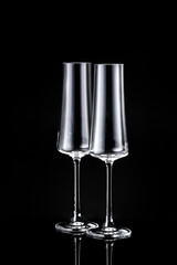 Empty glasses on dark background