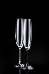 Empty glasses on dark background