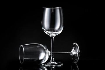 Empty glasses on dark background