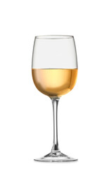 Glass of wine on white background